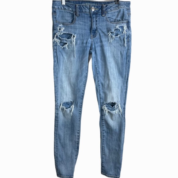 American Eagle Outfitters Denim - American Eagle Sz 8 Distressed Jeggings High Rise Destroyed High Wasit